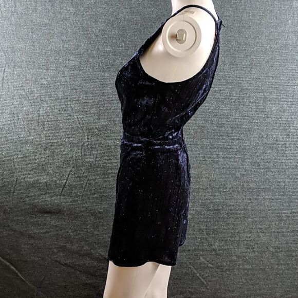 Emerald Sundae Sparkly Blue Velvet Skort Romper - Picture 7 of 14